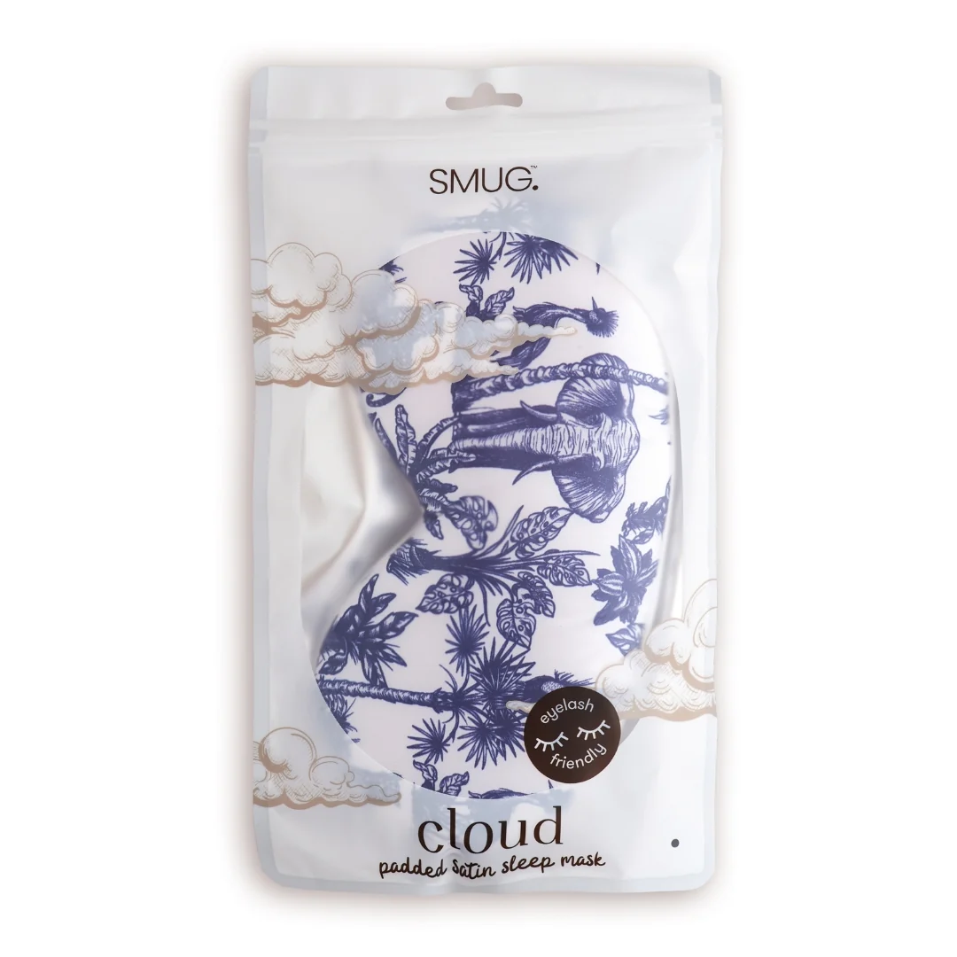 Cloud Padded Satin Sleep Mask - Elephant Print - Image 2