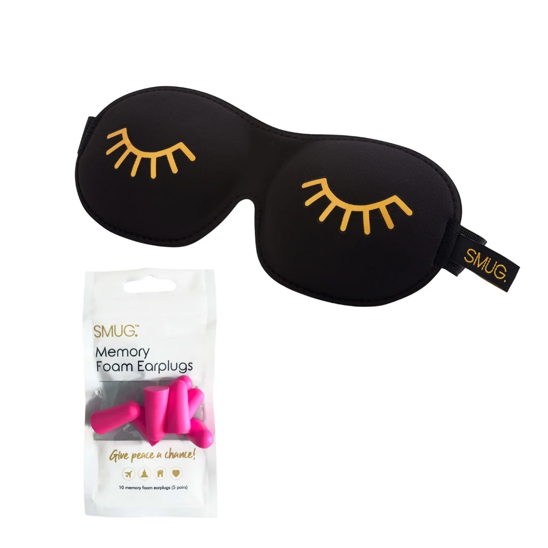 Contoured 3D Blackout Sleep Mask - Wink Print, Black - Image 7
