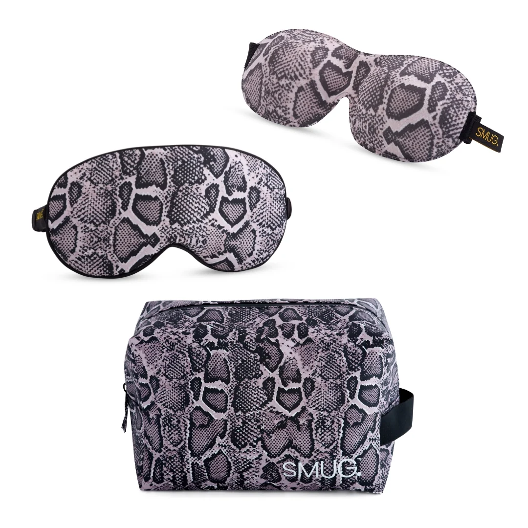 Contoured & Satin Sleep Mask Double Pack & Wash Bag Set- Various Prints - Image 11