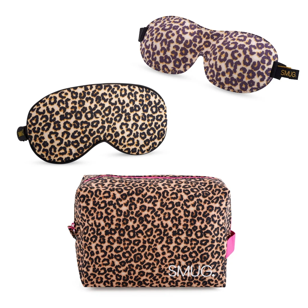 Contoured & Satin Sleep Mask Double Pack & Wash Bag Set- Various Prints - Image 7