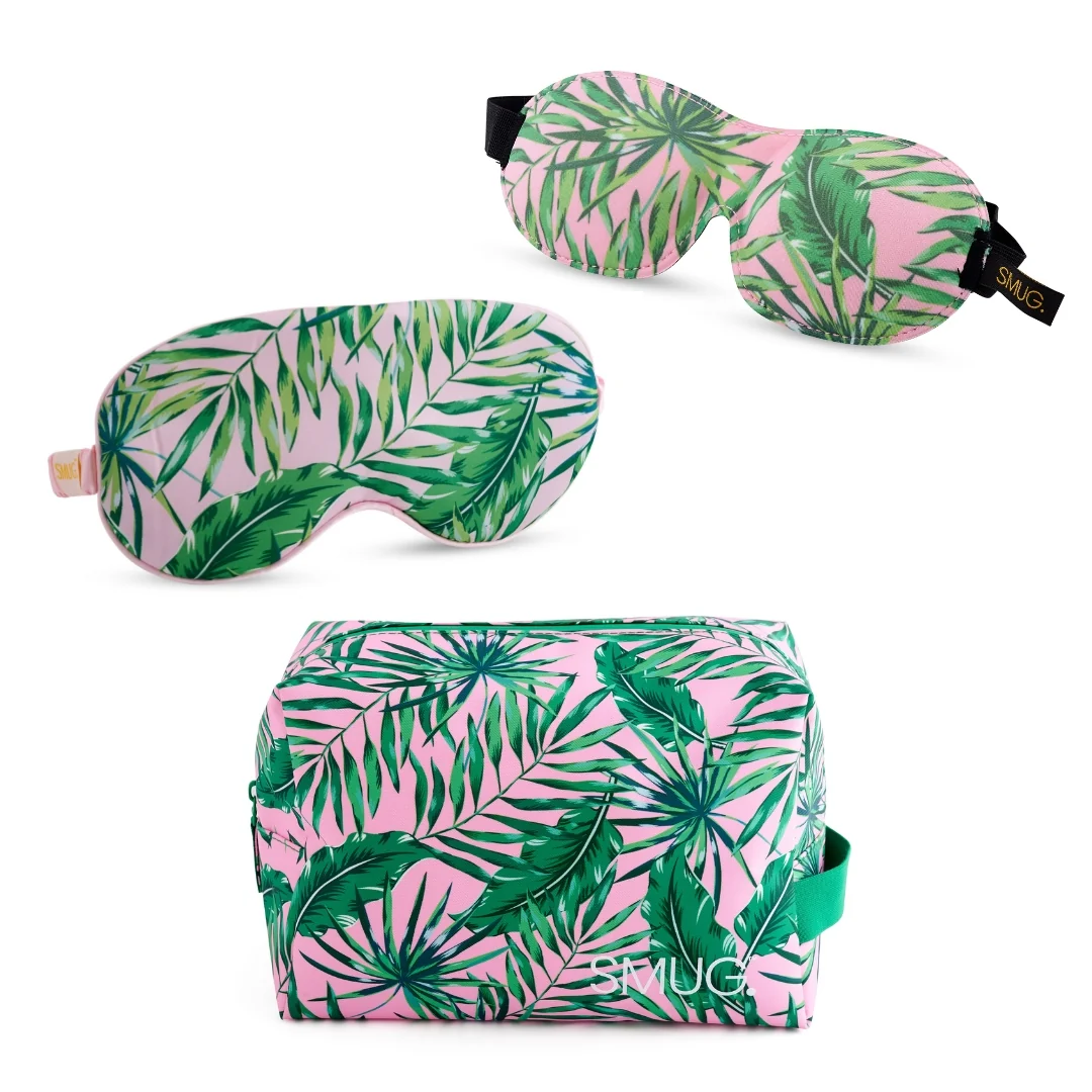 Contoured & Satin Sleep Mask Double Pack & Wash Bag Set- Various Prints - Image 8