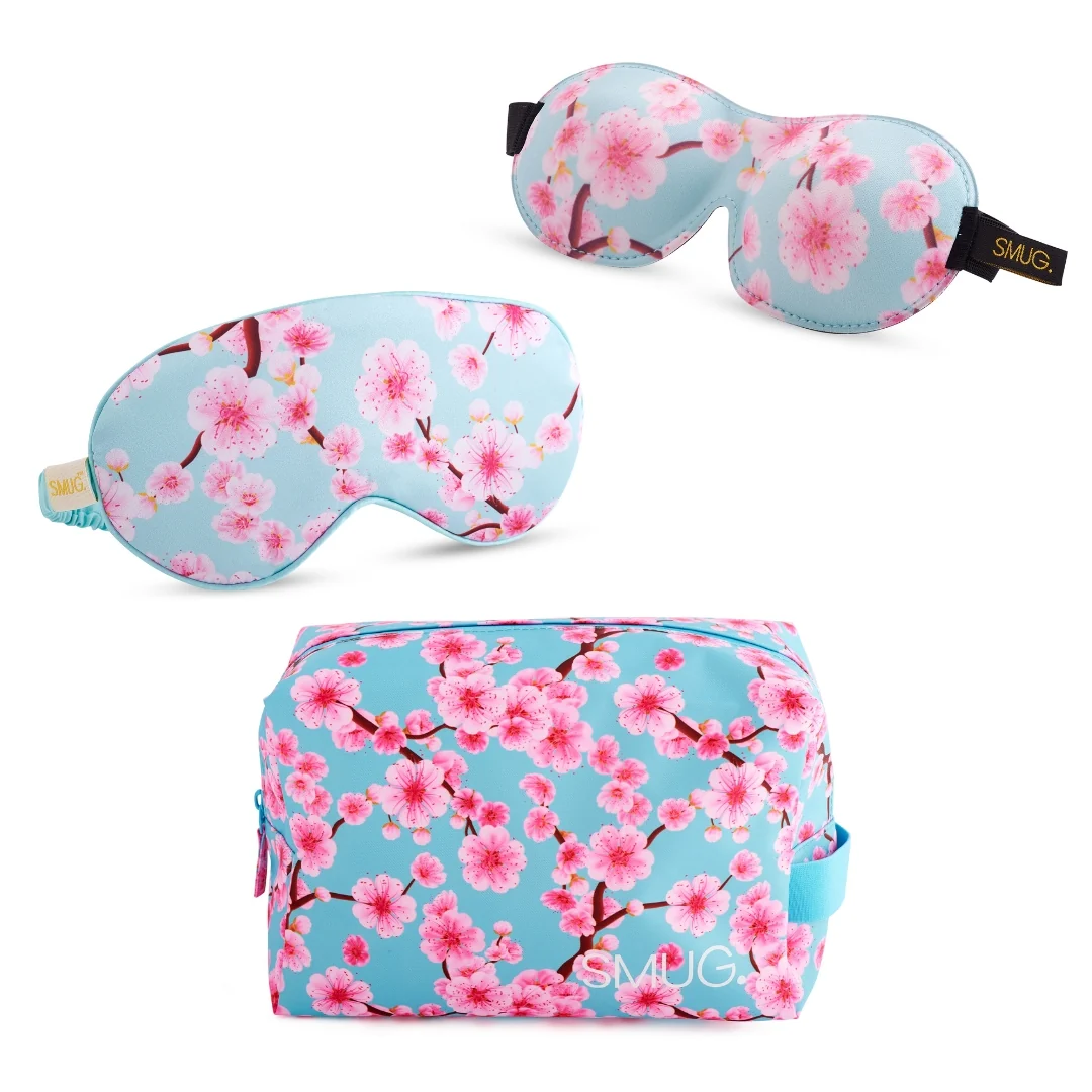 Contoured & Satin Sleep Mask Double Pack & Wash Bag Set- Various Prints - Image 9