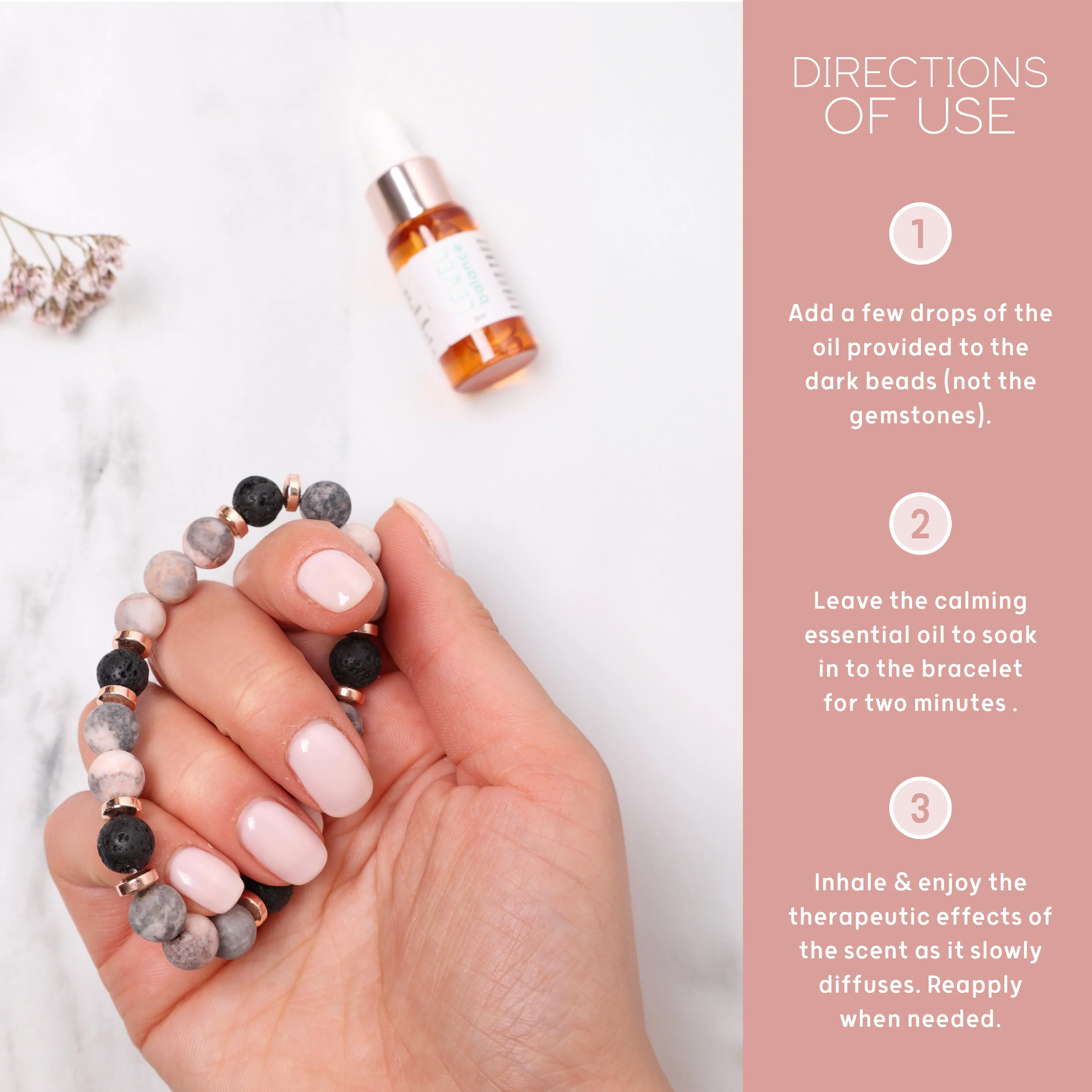 Lava Bead Aromatherapy Bracelet Set- Centre & Happiness - Image 6