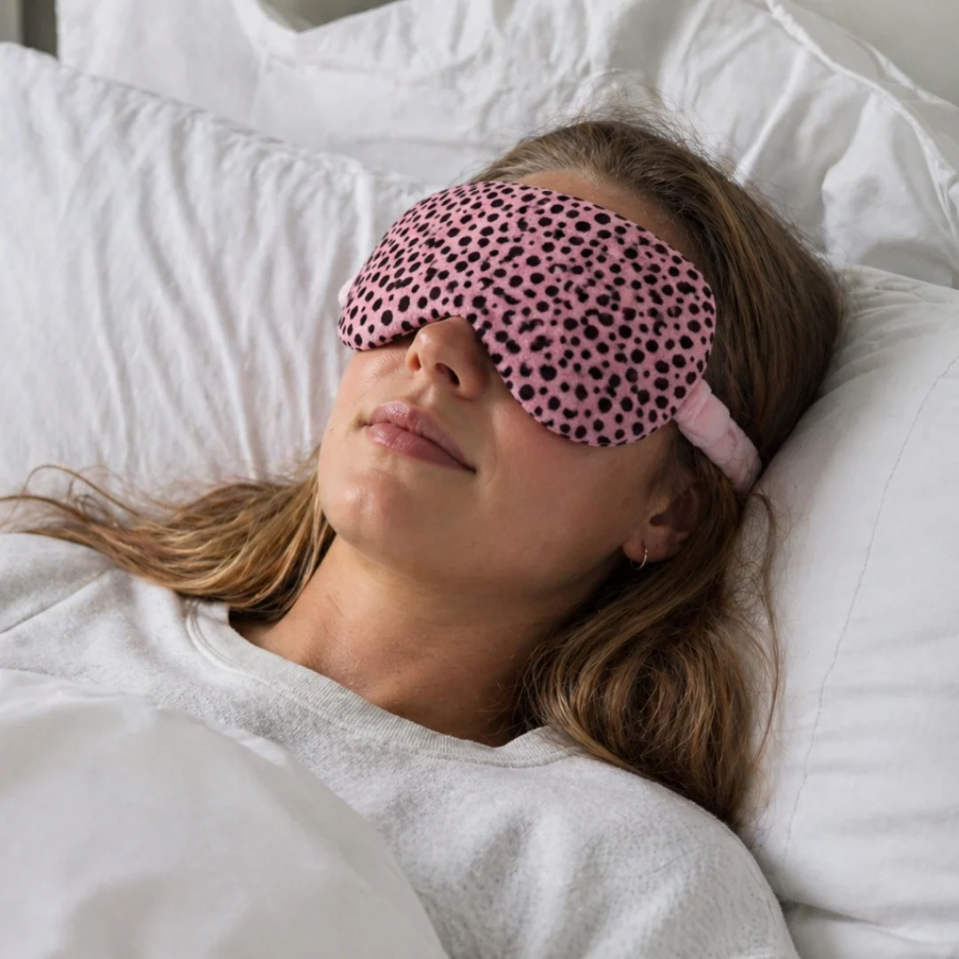 Lavender Deep Pressure Therapy Mask - Pink Dalmatian Print - Image 3