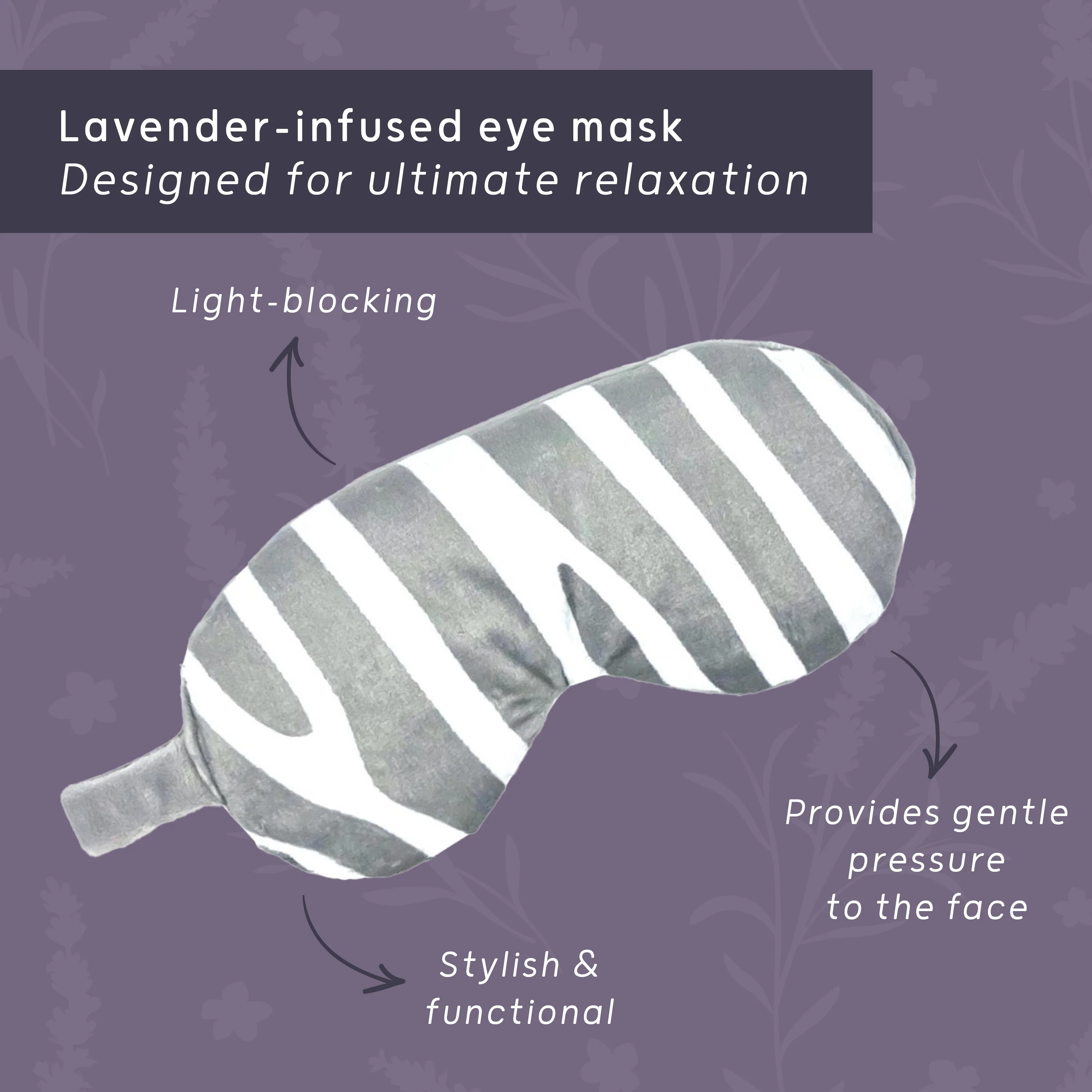 Lavender Deep Pressure Therapy Mask - Zebra Print - Image 3