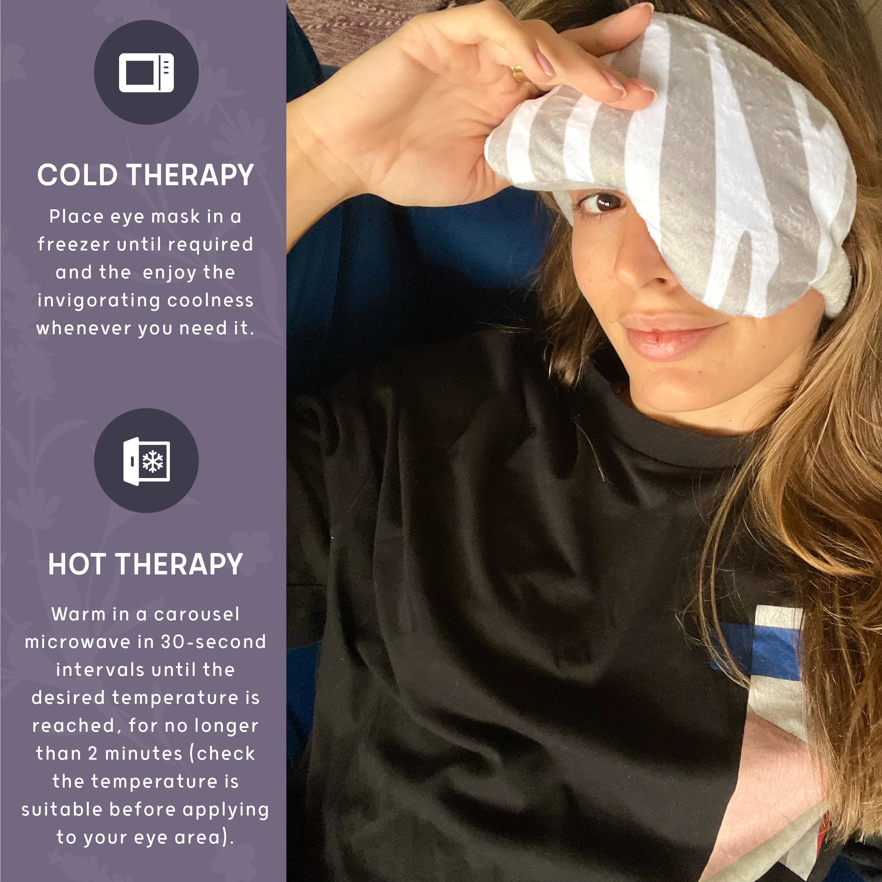 Lavender Deep Pressure Therapy Mask - Zebra Print - Image 4