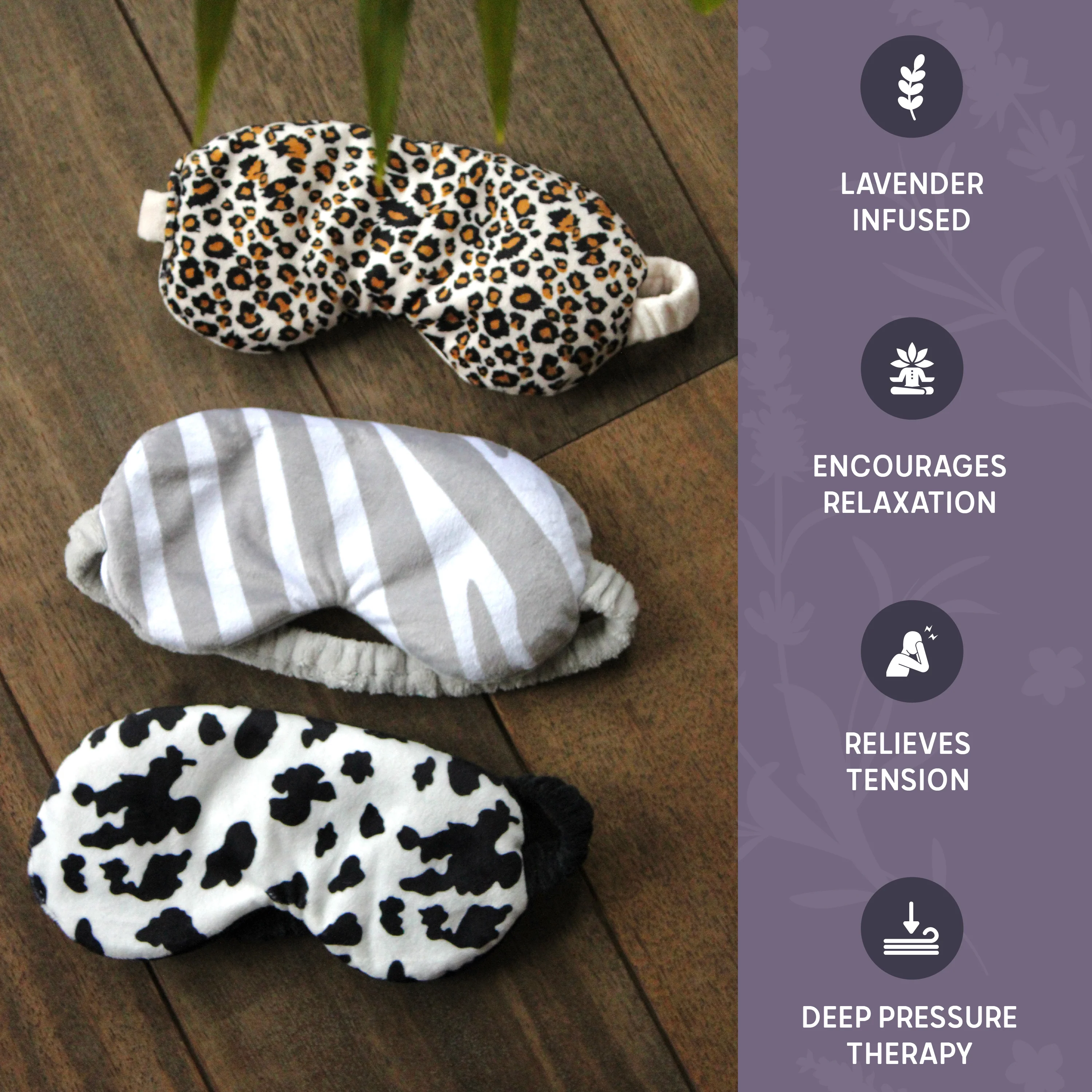 Lavender Deep Pressure Therapy Mask - Zebra Print - Image 5