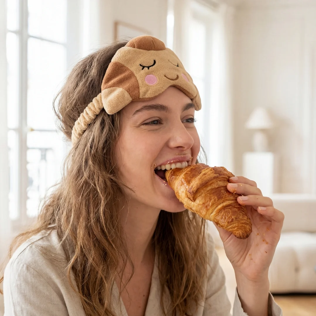 Novelty Plush Sleep Mask - Croissant - Image 3