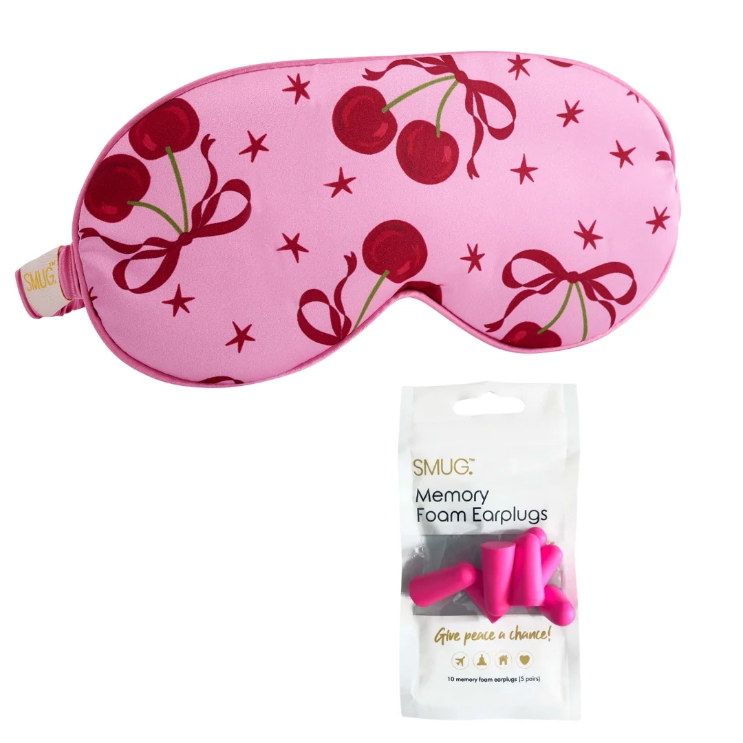 Satin Sleep Mask - Pink Cherries Print - Image 3