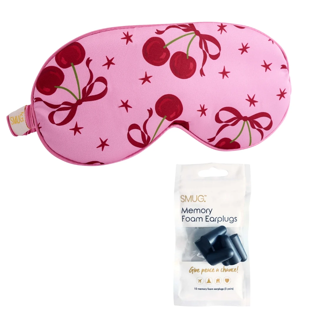Satin Sleep Mask - Pink Cherries Print - Image 4