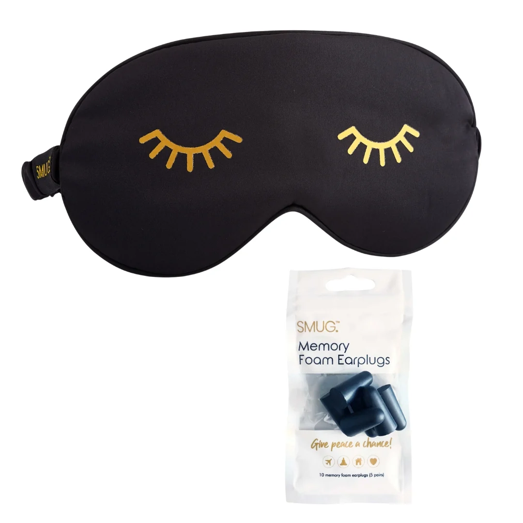 Satin Sleep Mask - Wink Print, Black - Image 5