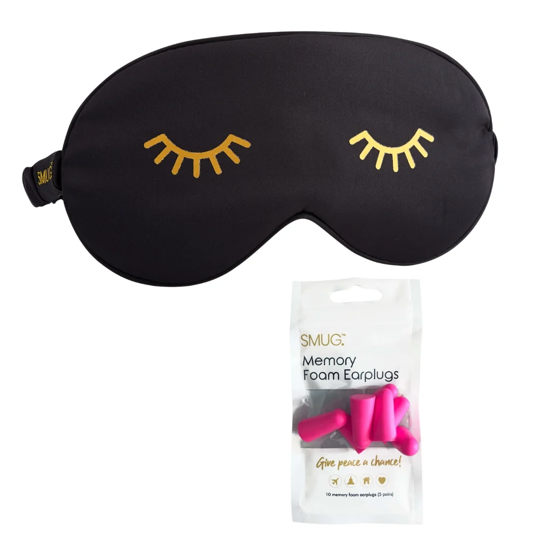 Satin Sleep Mask - Wink Print, Black - Image 6
