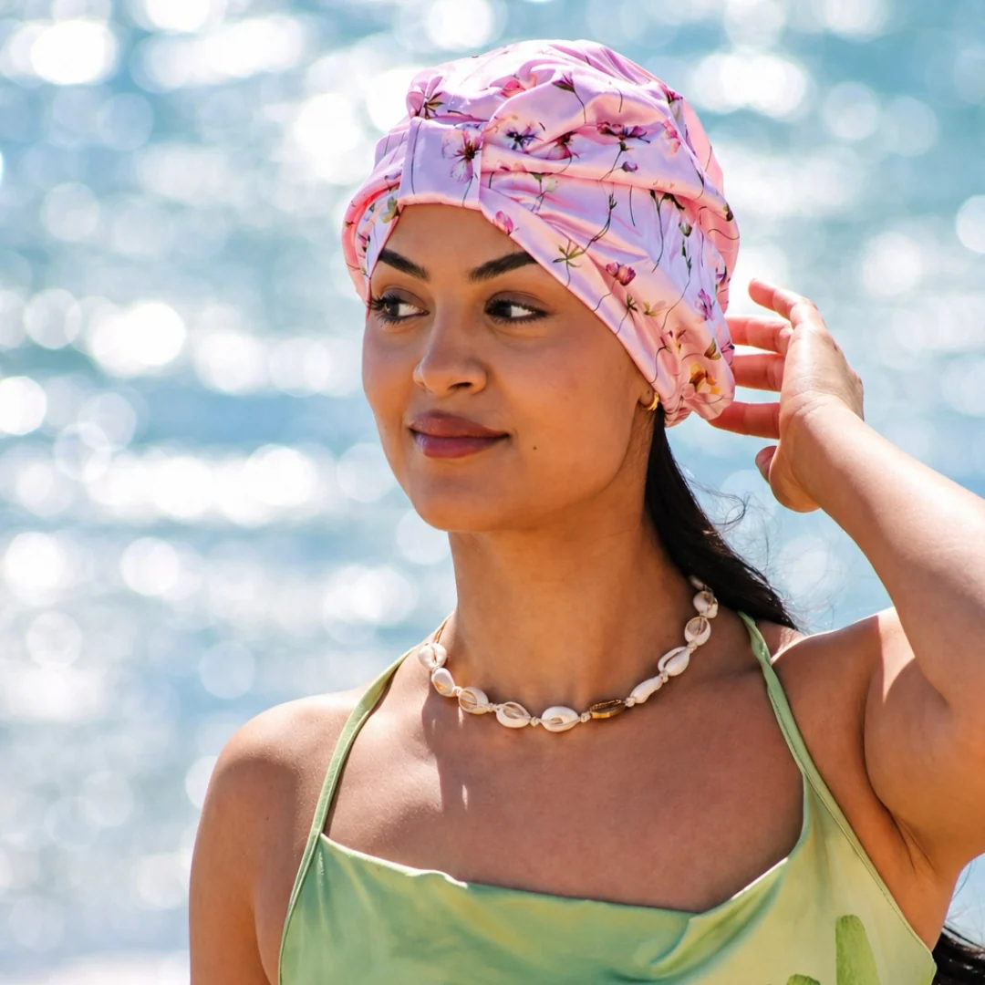 Satin Sleep Turban, Blush Meadow - Image 3