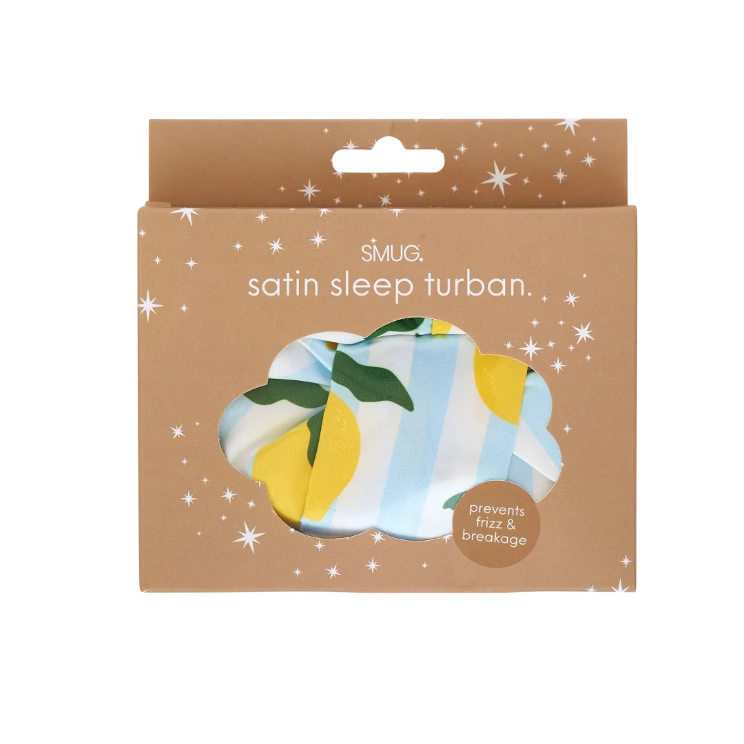 Satin Sleep Turban, Lemon Stripe - Image 2