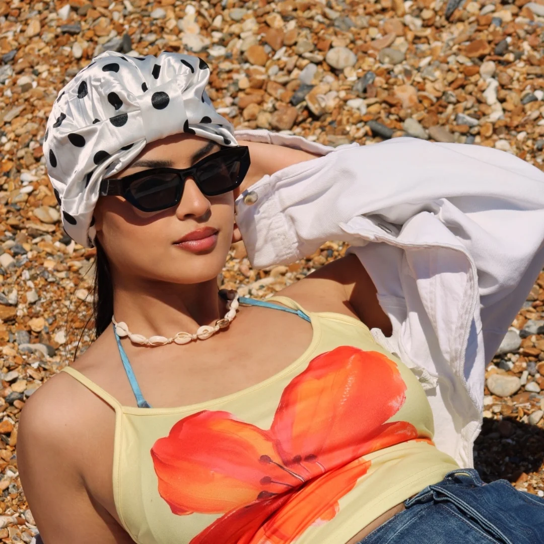 Satin Sleep Turban, Pin-Up Polka Dot - Image 3