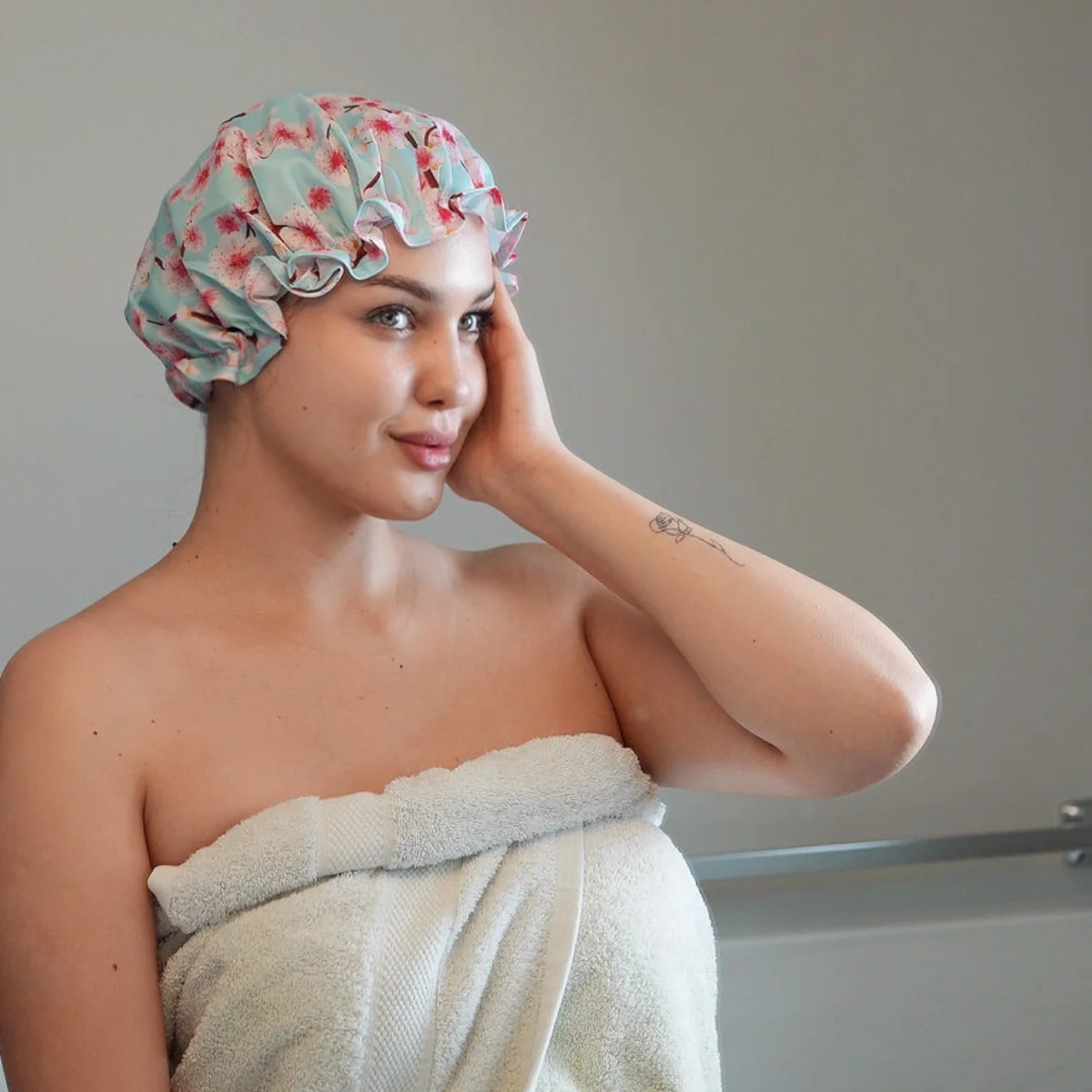 Shower Cap - Cherry Blossom Print - Image 3