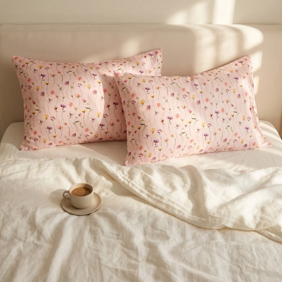 Soft Satin Pillowcase Set, Blush Meadow - Image 4