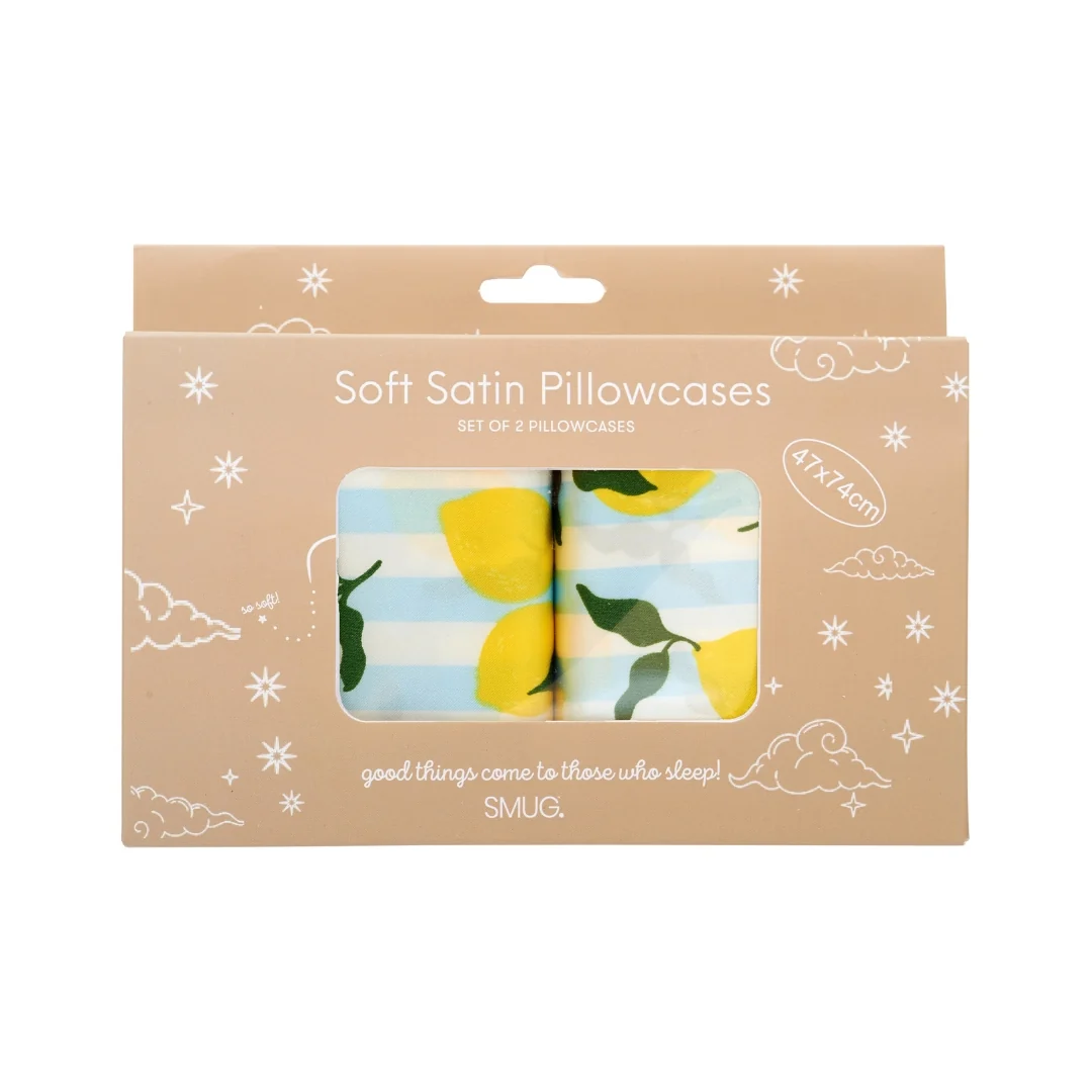 Soft Satin Pillowcase Set, Lemon Stripe - Image 2