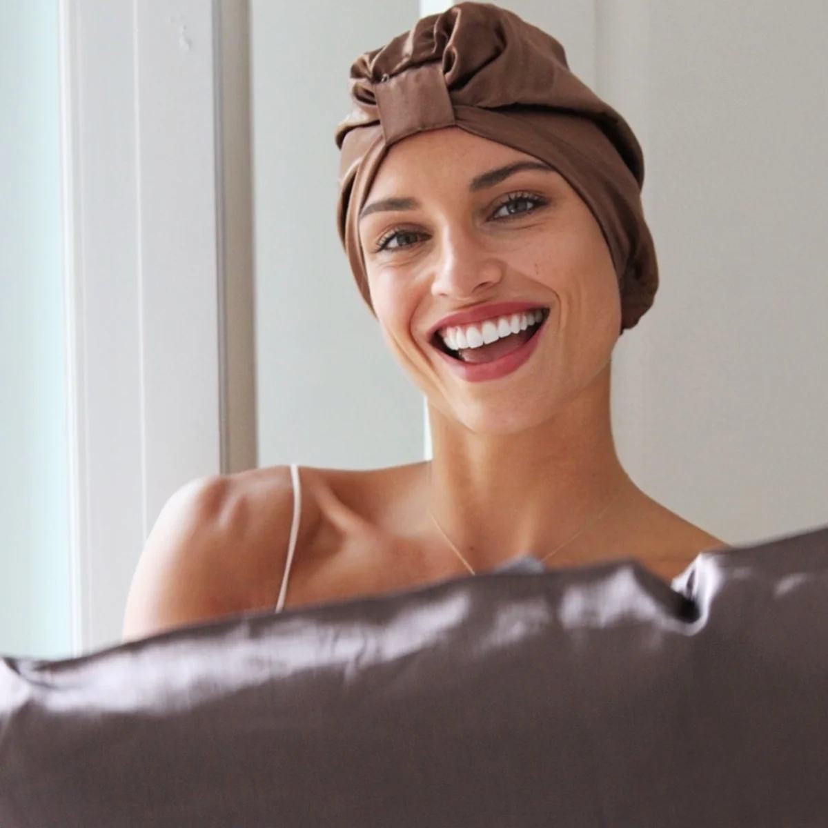 Soft Satin Pillowcase Set, Mocha - Image 3